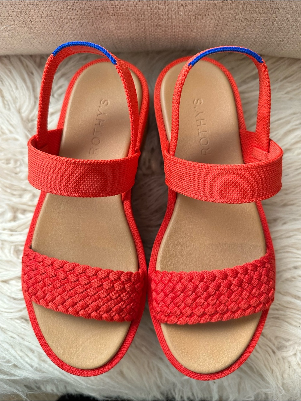 Rothy's The Lightweight Wedge Platform Sandal in Red Hot ♥️ Wonen’s size 6.5